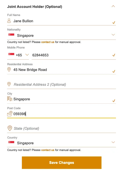 Adding a Joint Account Holder