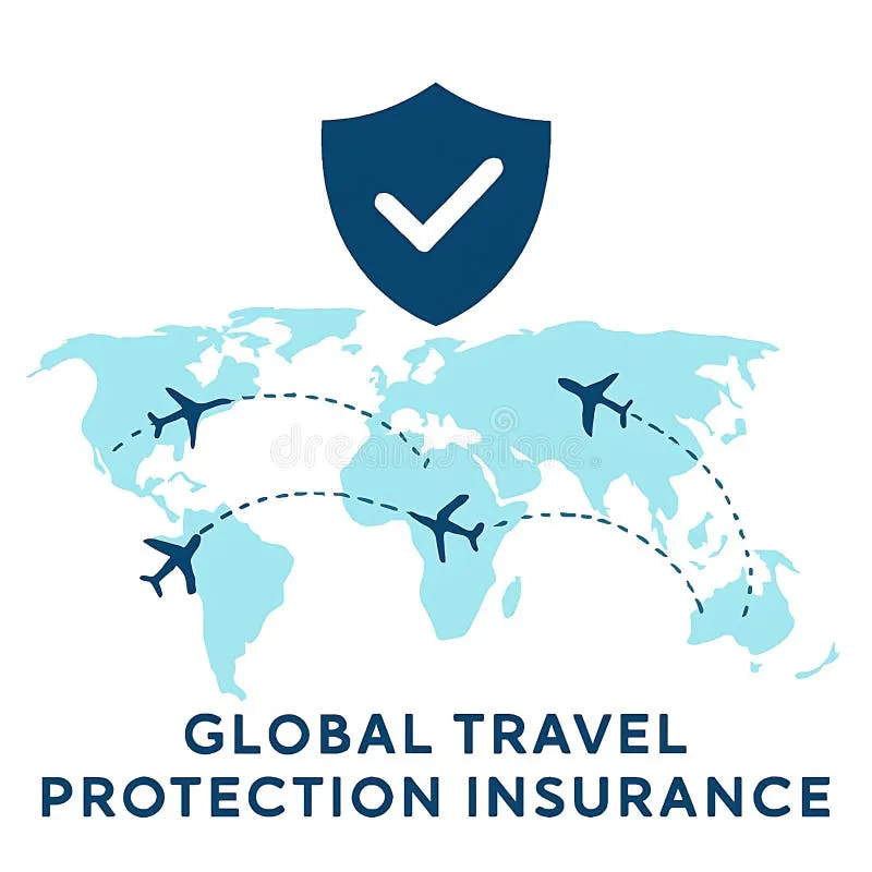 Global Travel Protection Infographic, World Map with Airplanes and
