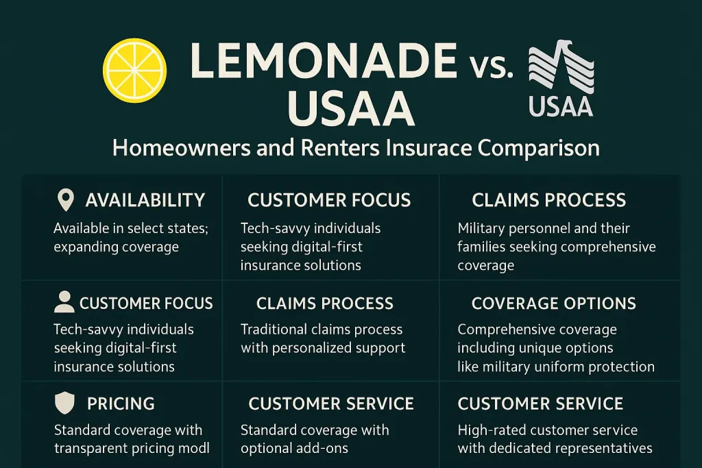 Lemonade vs USAA compare Best Home auto renters 2026