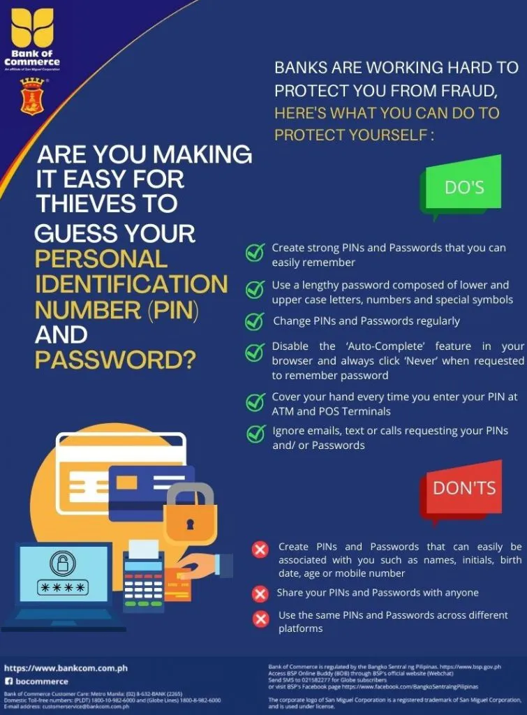 Protect your PINs and Passwords ‘DOs and DONTs’ - Bank of Commerce