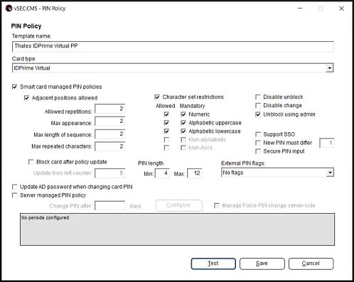Verify PIN Policy – Versasec