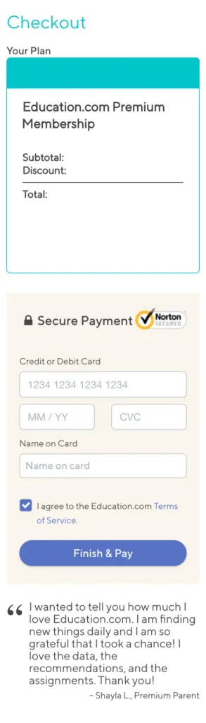 Payment page for student loan and credit card fees on campus